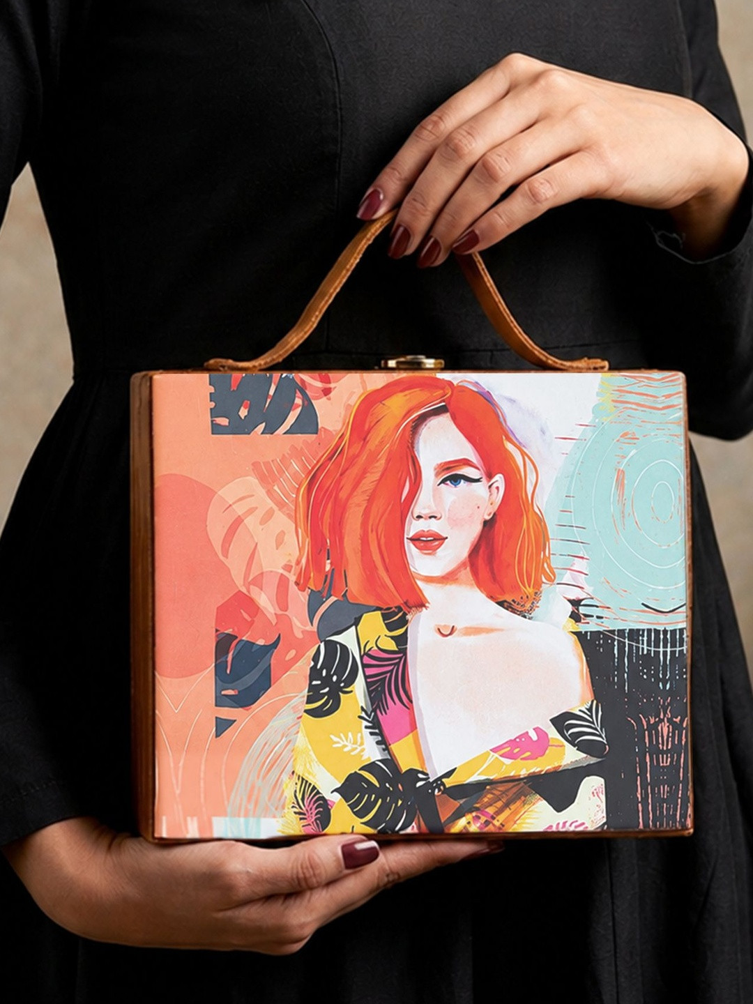 ARTKLIM Pink & Blue Printed Box Clutch