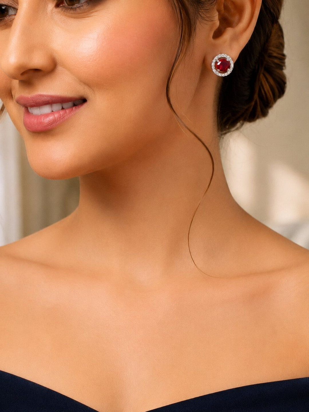 Jewar Mandi Maroon Contemporary Studs Earrings