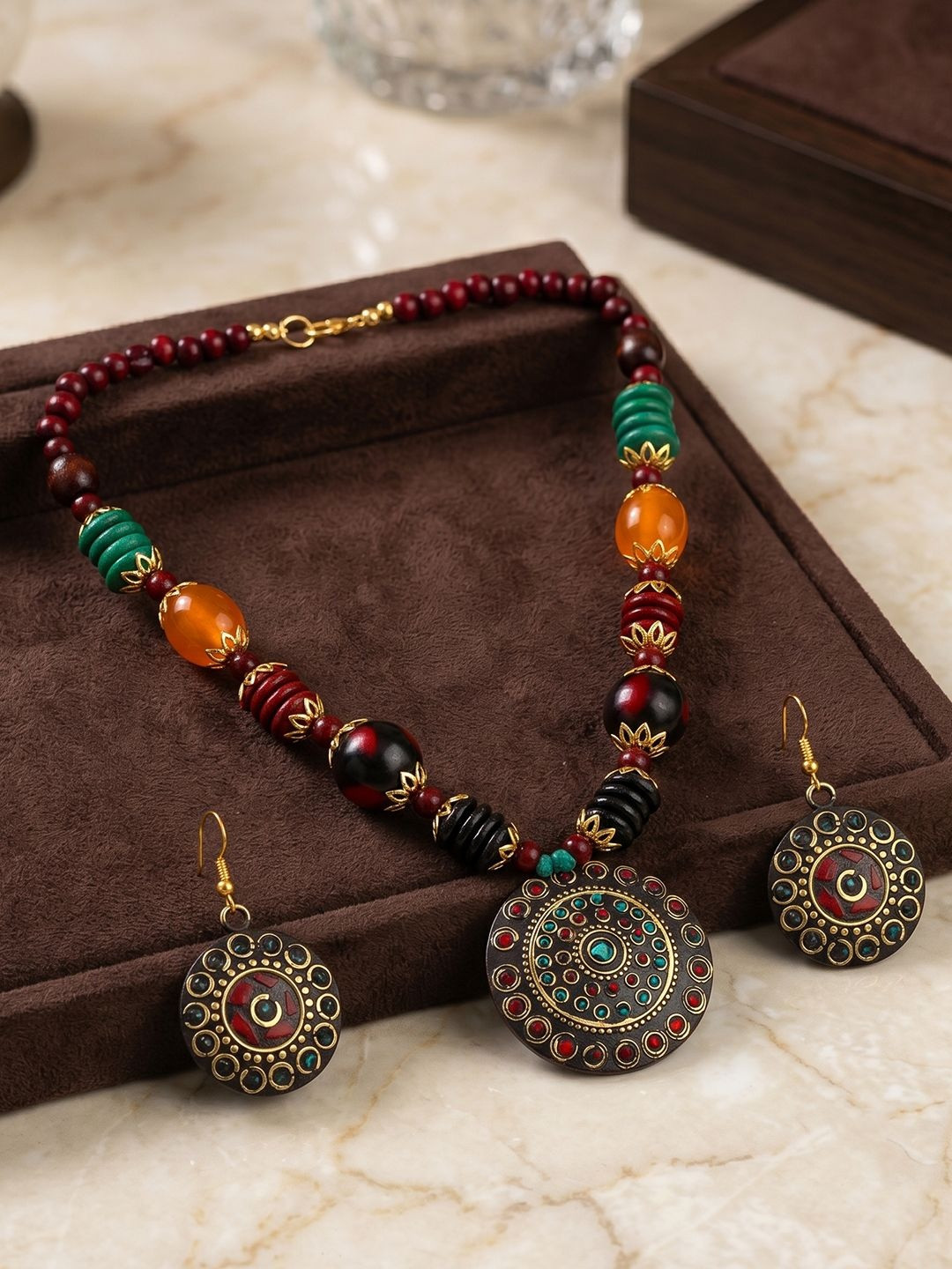 YouBella Stone Studded & Beaded Jewellery Set