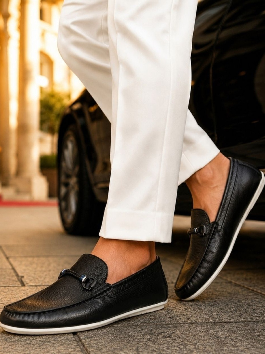 Ruosh Men Textured Leather Loafers