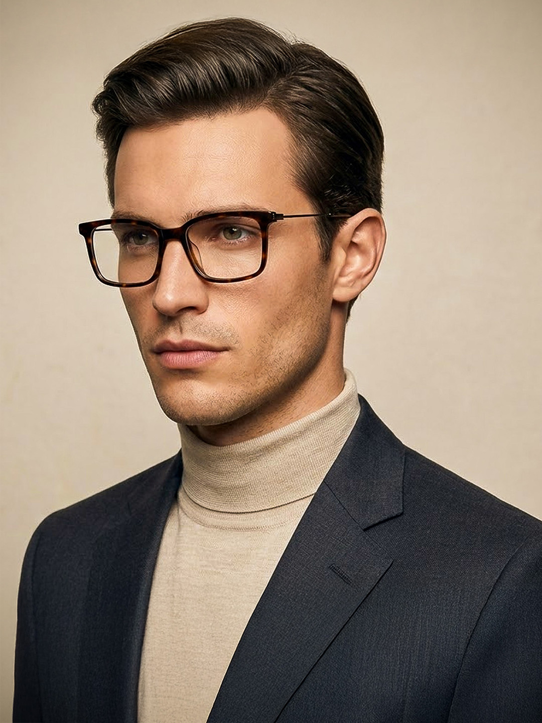Police Men Brown Tortoise Shell Full Rim Rectangle Frames