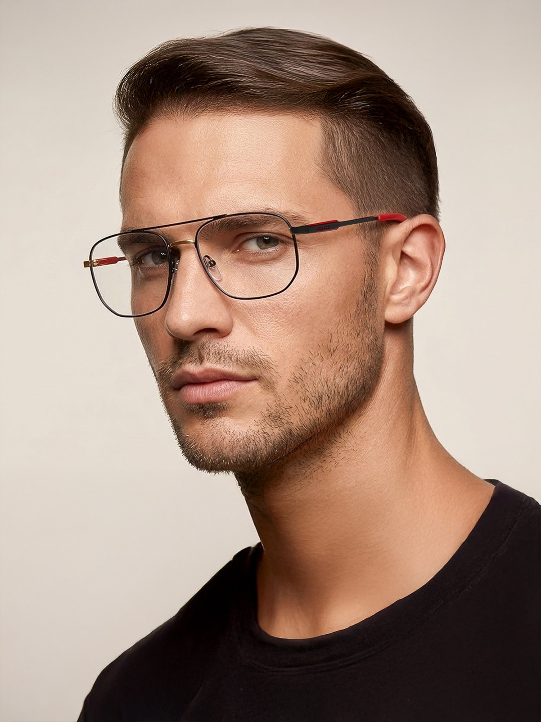 Police Men Grey & Red Solid Full Rim Square Frames