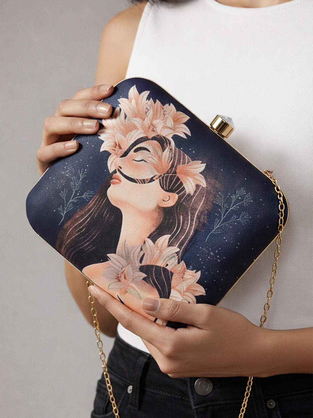 ARTKLIM Women Portrait Printed Box Clutch