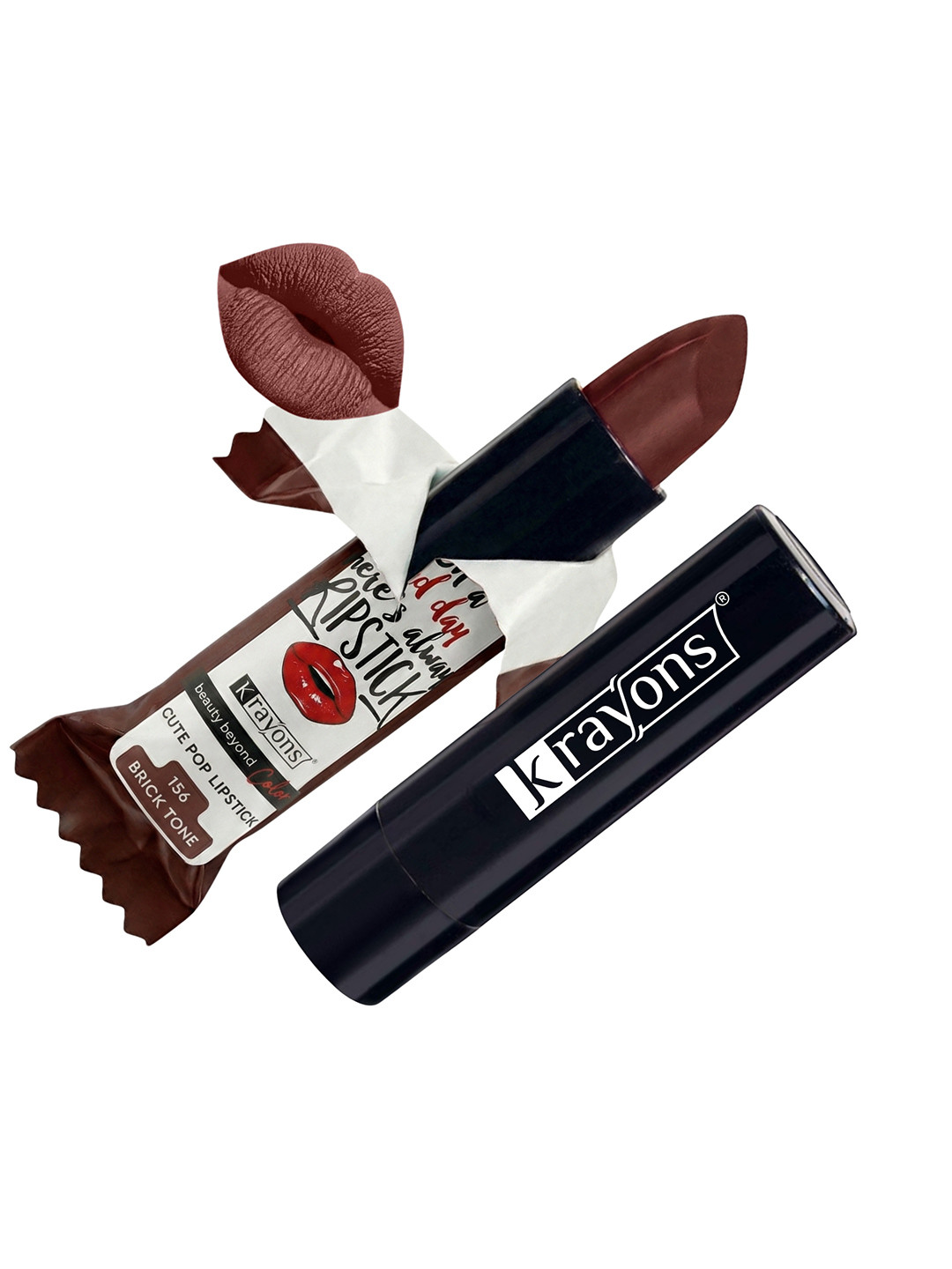 krayons Cute Pop Matte Waterproof Longlasting Lipstick 3.5 gm - Brick Tone