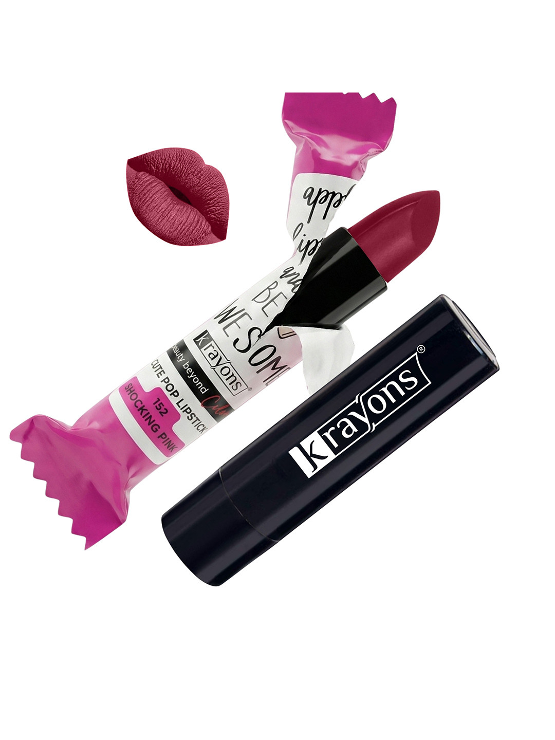 krayons Cute Pop Matte Waterproof Longlasting Lipstick 3.5 gm - Shocking Pink