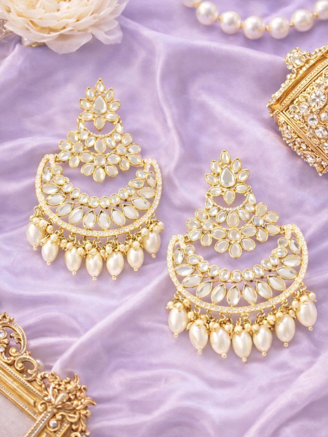 I Jewels Contemporary Chandbalis Earrings
