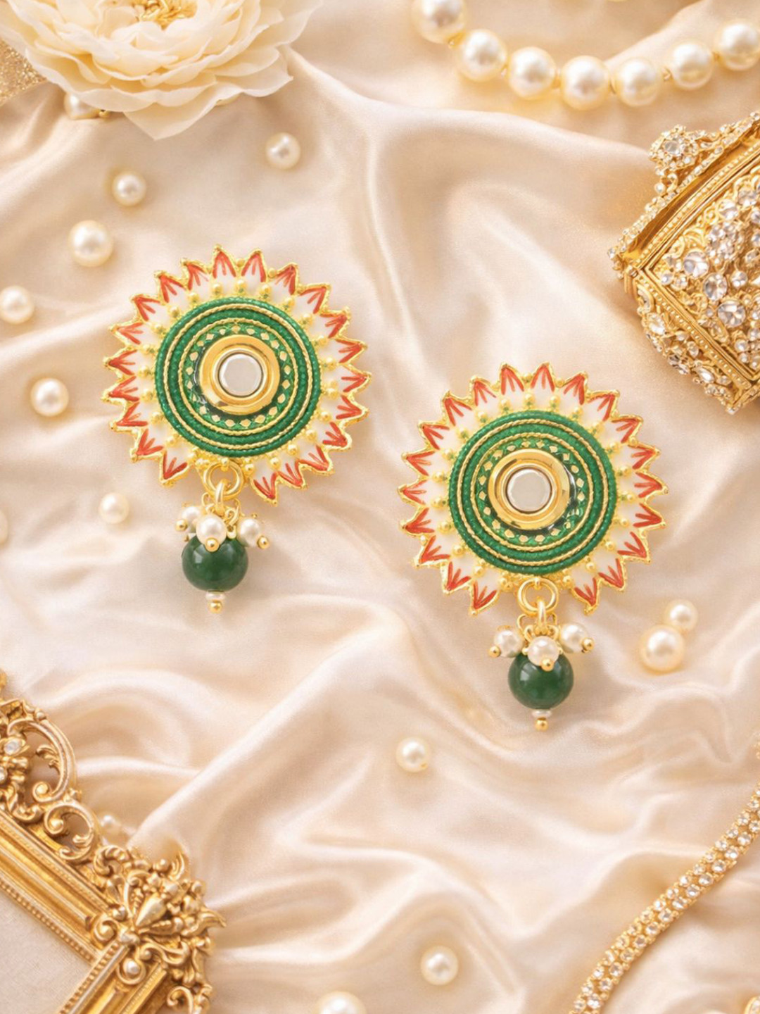I Jewels Gold-Plated Pearl Drop Earrings