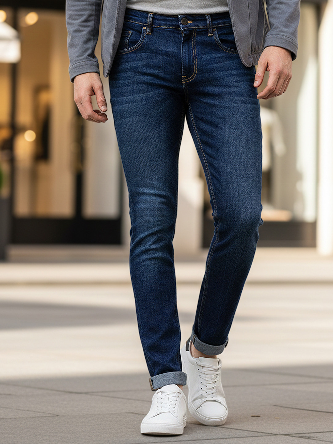 Urbano Fashion Men Blue Slim Fit Light Fade Stretchable Jeans