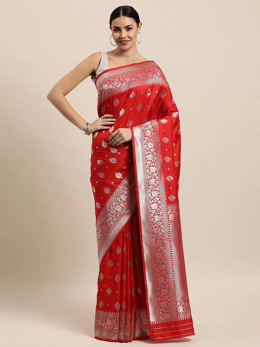 Royal Rajgharana Saree Red Ethnic Motifs Silk Blend Paithani Sarees
