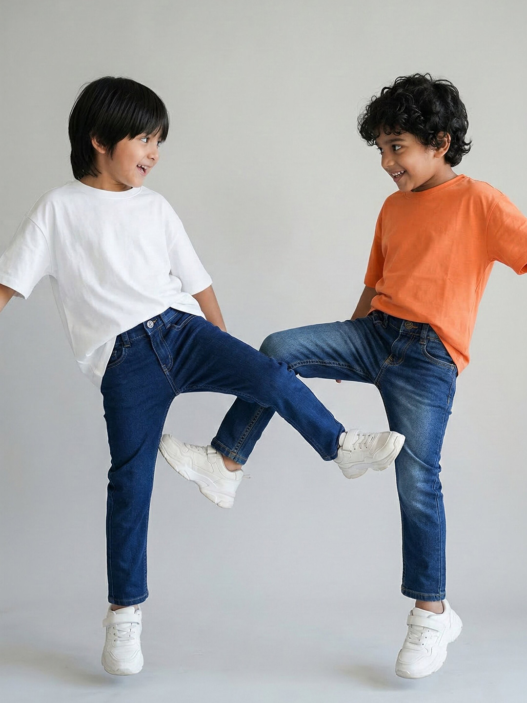 TALES & STORIES Boys Pack of 2 Slim Fit Light Fade Cotton Jeans