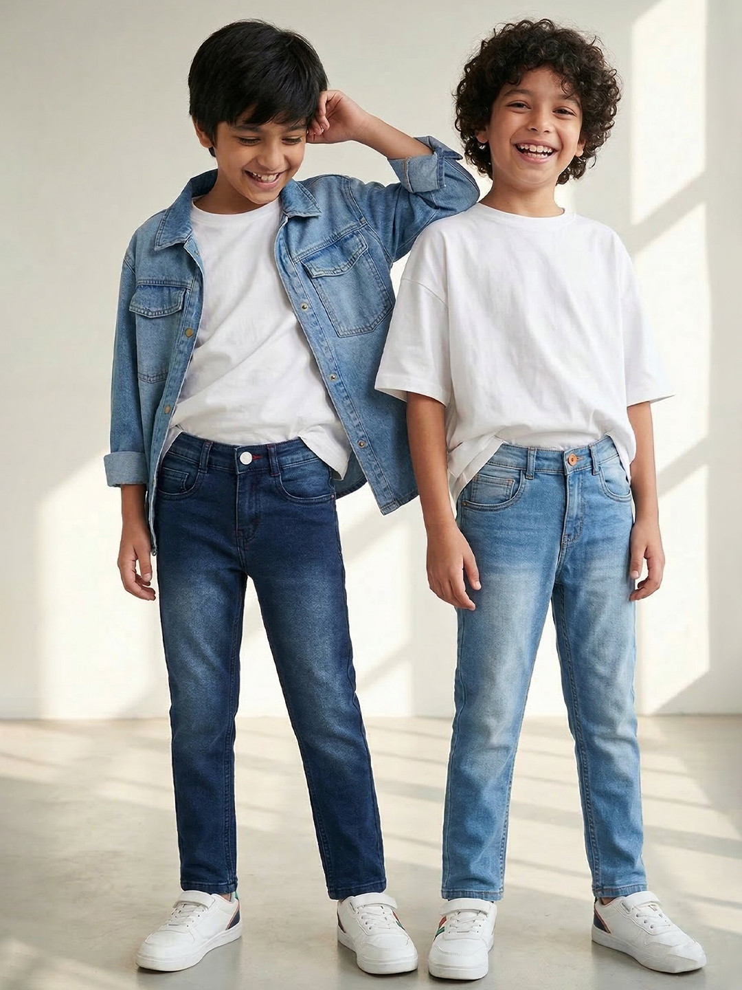 TALES & STORIES Boys Pack Of 2 Slim Fit Light Fade Stretchable Jeans