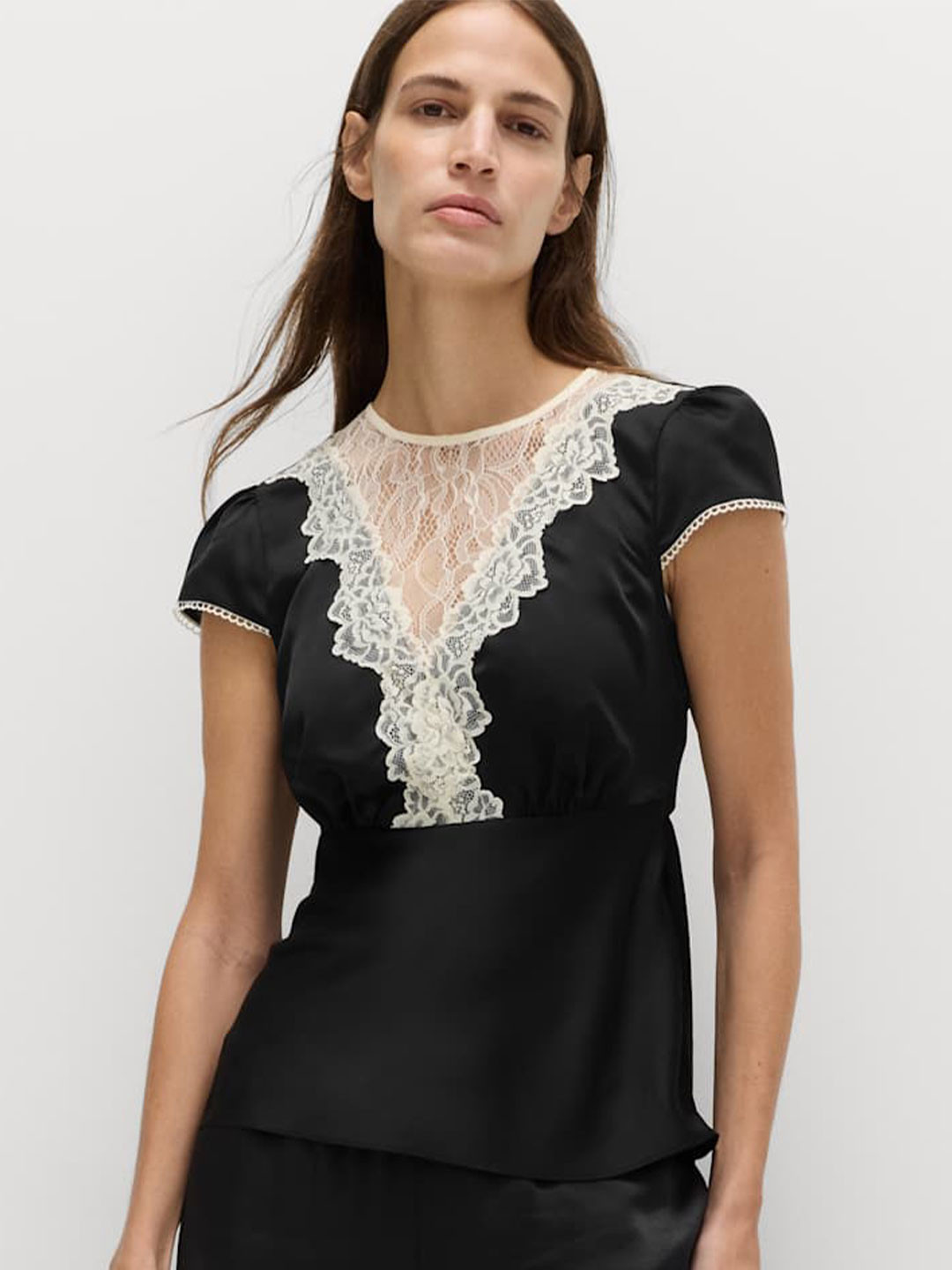 Marks & Spencer Satin Lace Insert Top