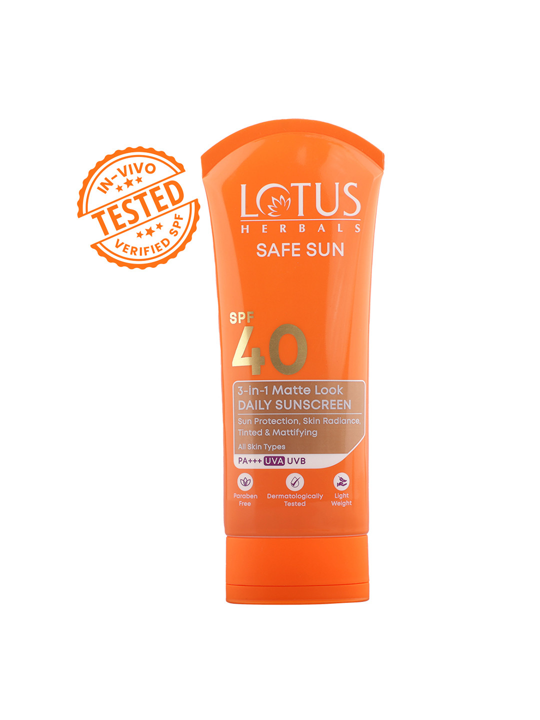 Lotus Herbals SafeSun 3in1 Matte Look Daily Tinted Face Sunscreen SPF40 PA+++ - 50g