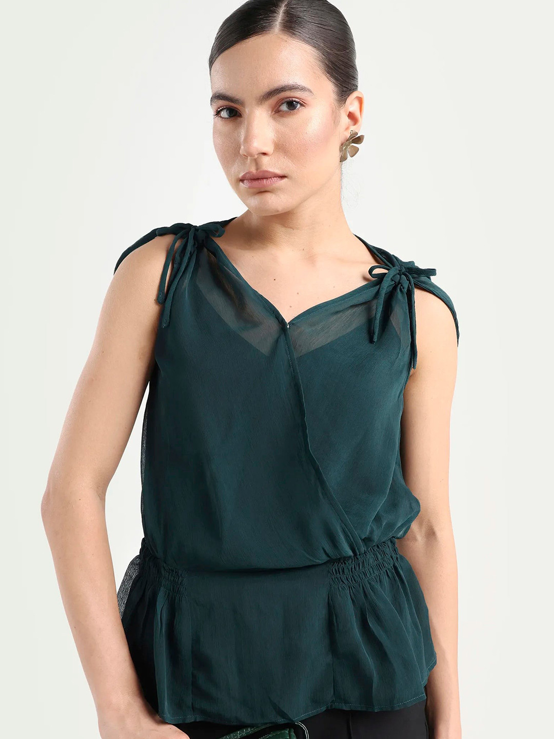 RAREISM Green Wrap Top