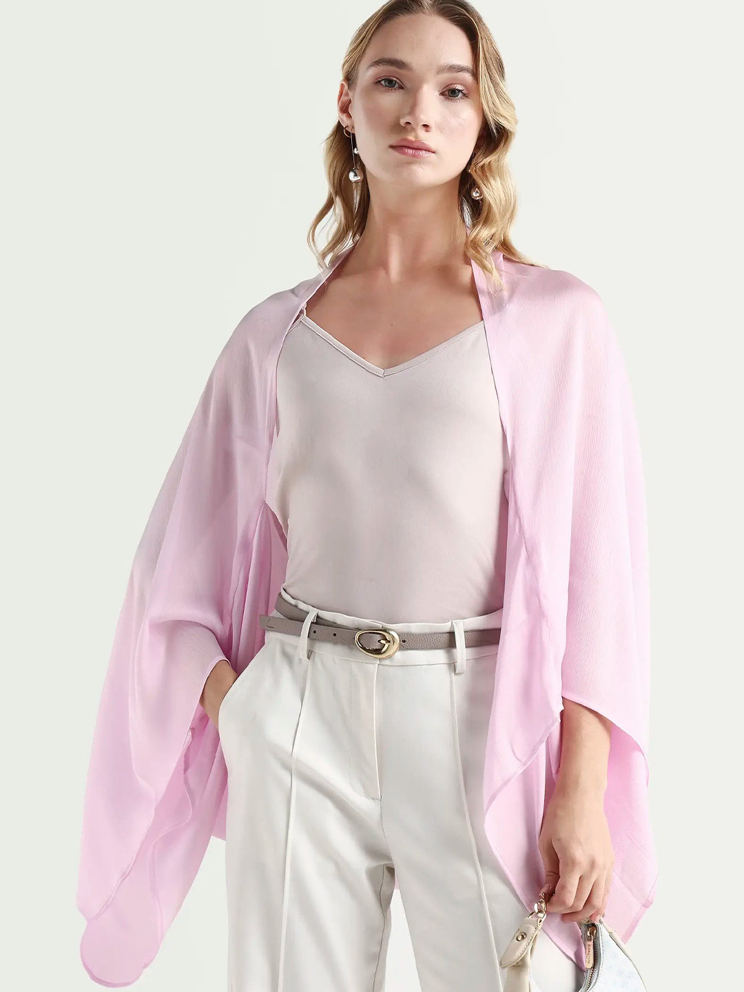 RAREISM Women Purple Plain Relaxed Fit Full Sleeve Collarless Outer Wear