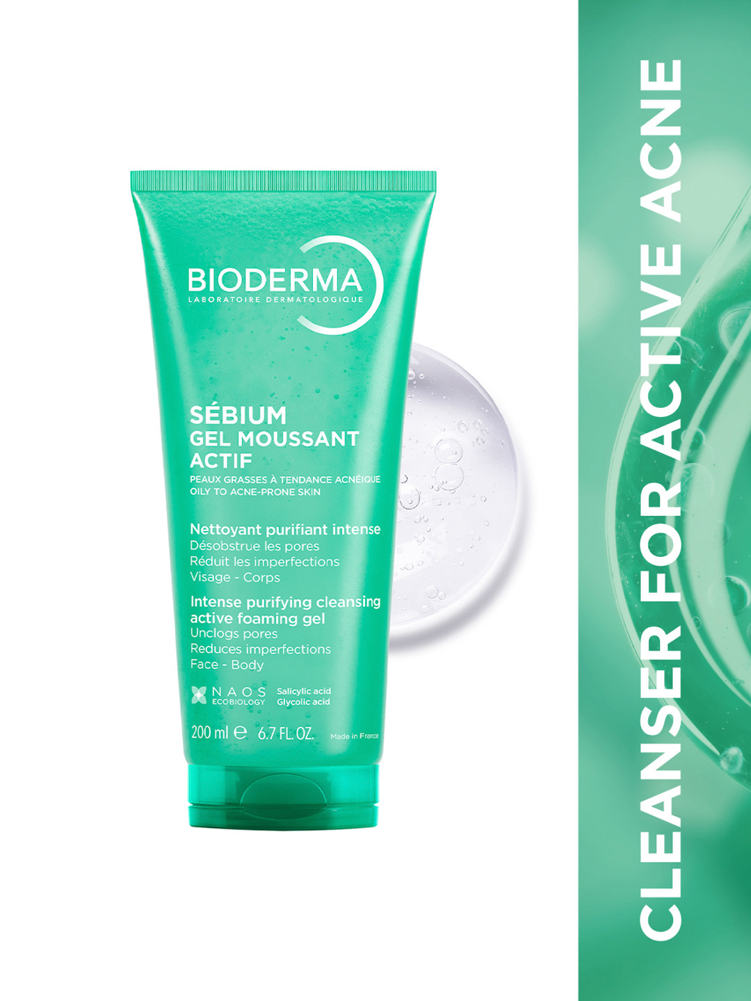 BIODERMA Sebium Gel Moussant Oily Skin Actif Cleanser with Salicylic & Glycolic Acid 200ml