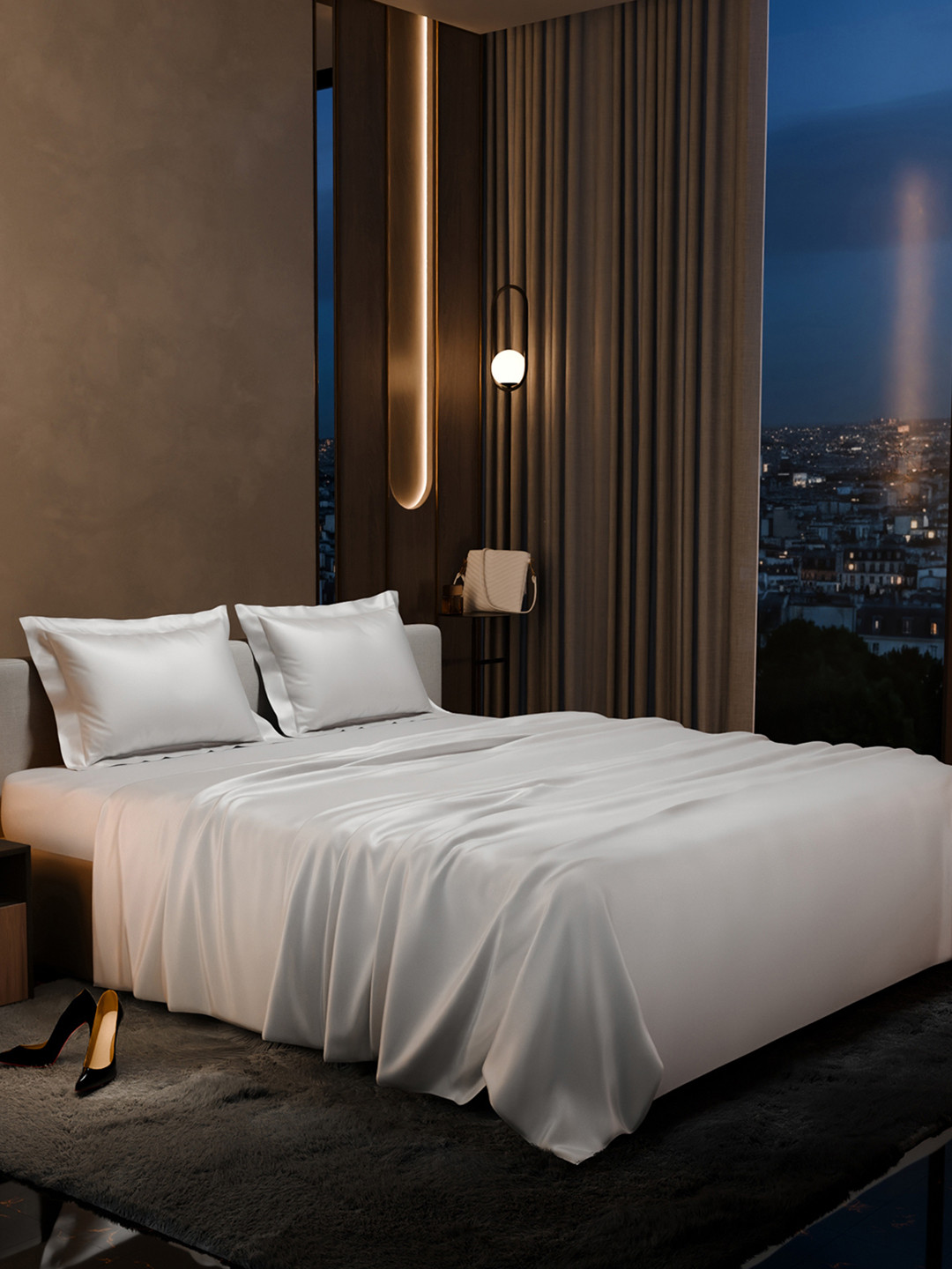 Stoa Paris Date Night Collection Polyester 300 TC King Fine Bedsheet-108 x 90 inches