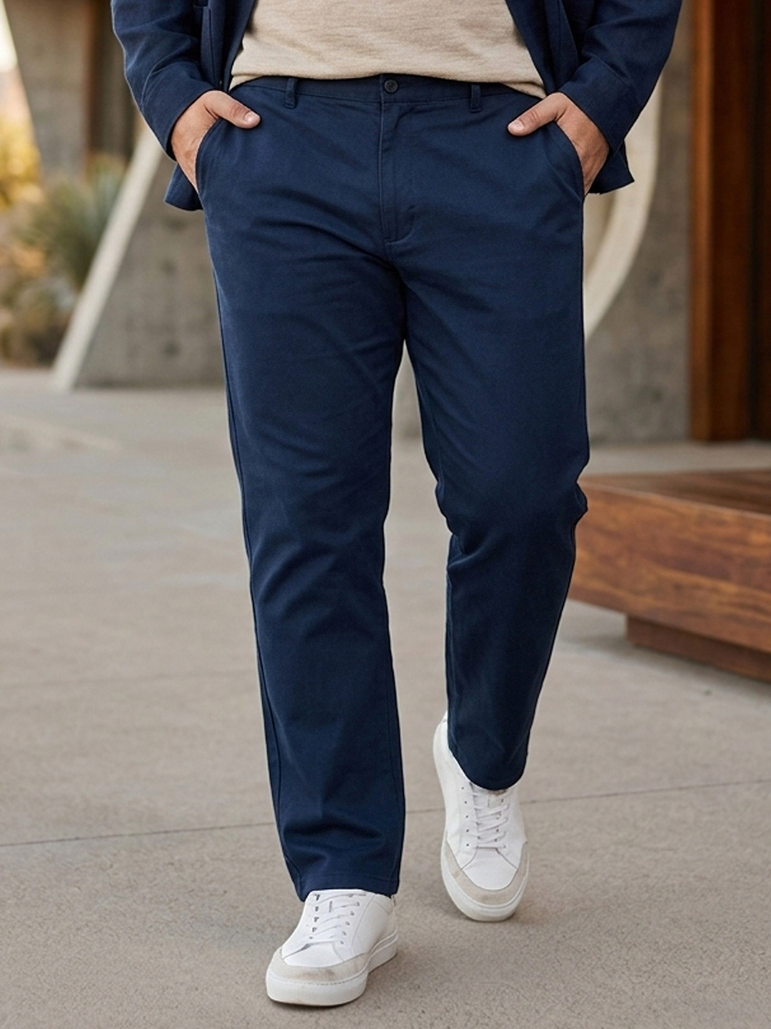 Urbano Plus Men Blue Chinos Trousers