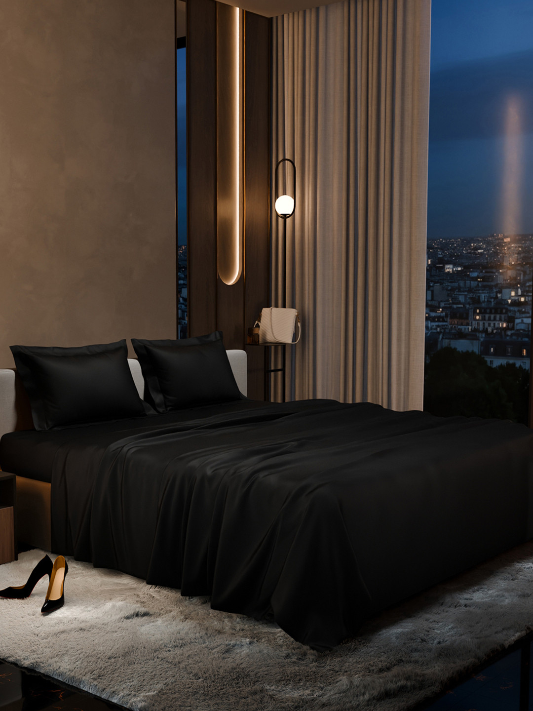 Stoa Paris Date Night Collection Polyester 300 TC King Fine Bedsheet-108 x 90 inches