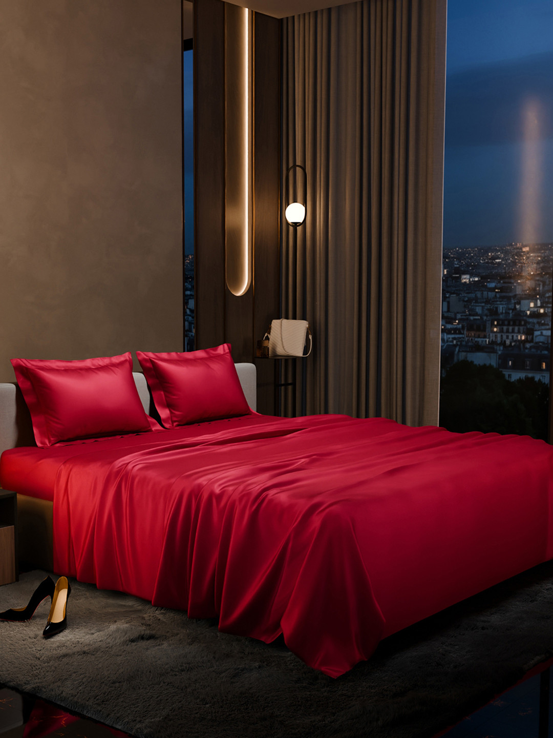 Stoa Paris Date Night Collection 300 TC Superfine Bedsheet with 2 Pillow Covers-100 x 90
