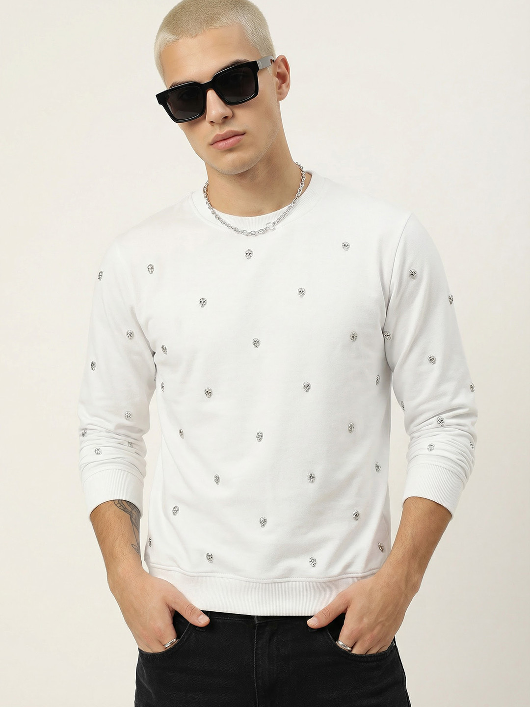 Kook N Keech Marvel Punisher Metallic Studs Sweatshirt