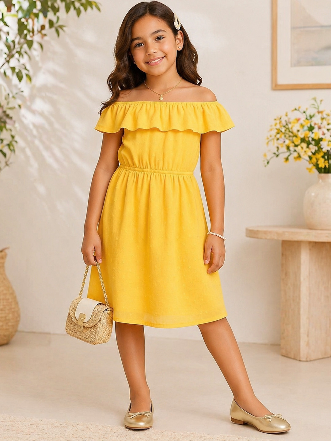 Miyo Yellow Off-Shoulder Dress