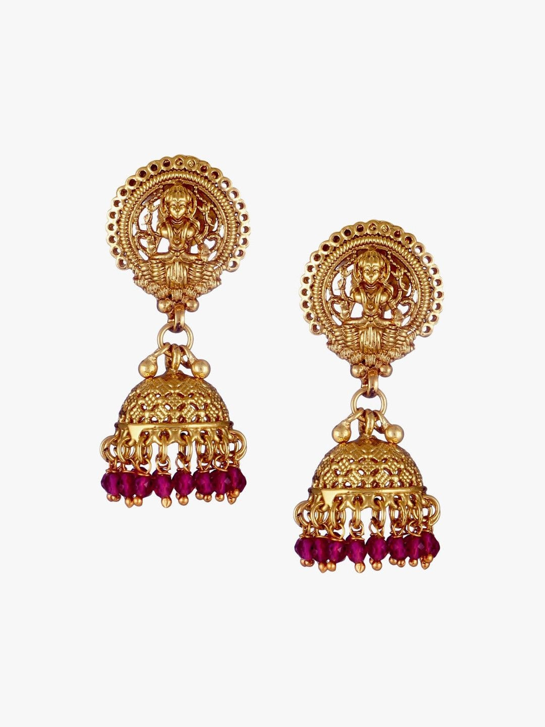 Adwitiya Collection Gold-Toned Dome Shaped Jhumkas Earrings