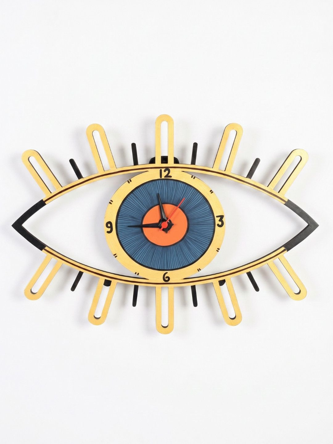 AAKRITI ART CREATIONS Multicoloured & Blue Serene Eyes Quirky Contemporary Wall Clock