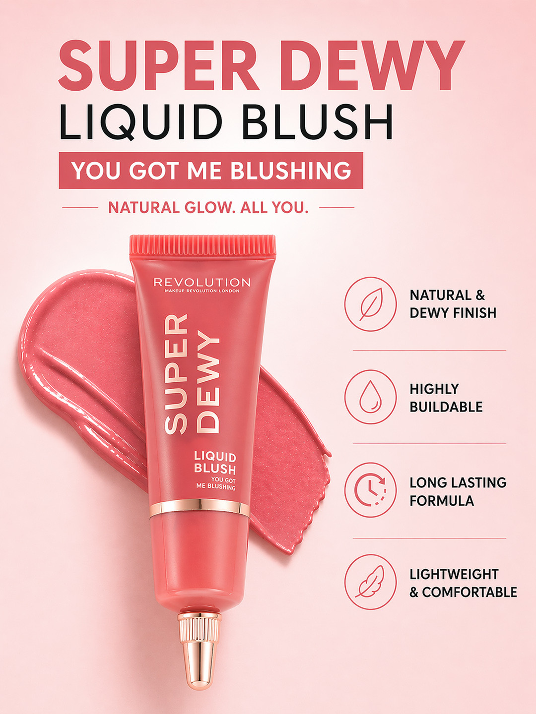Makeup Revolution London Super Dewy Blush 15ml - You Got Me Blushing