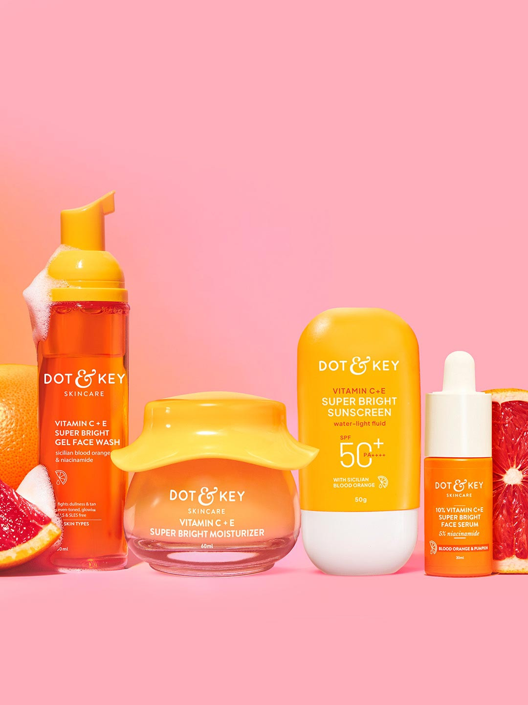 DOT & KEY Vitamin C+E Super Bright Moisturizer + Face Wash + Face Serum + SPF 50 Sunscreen
