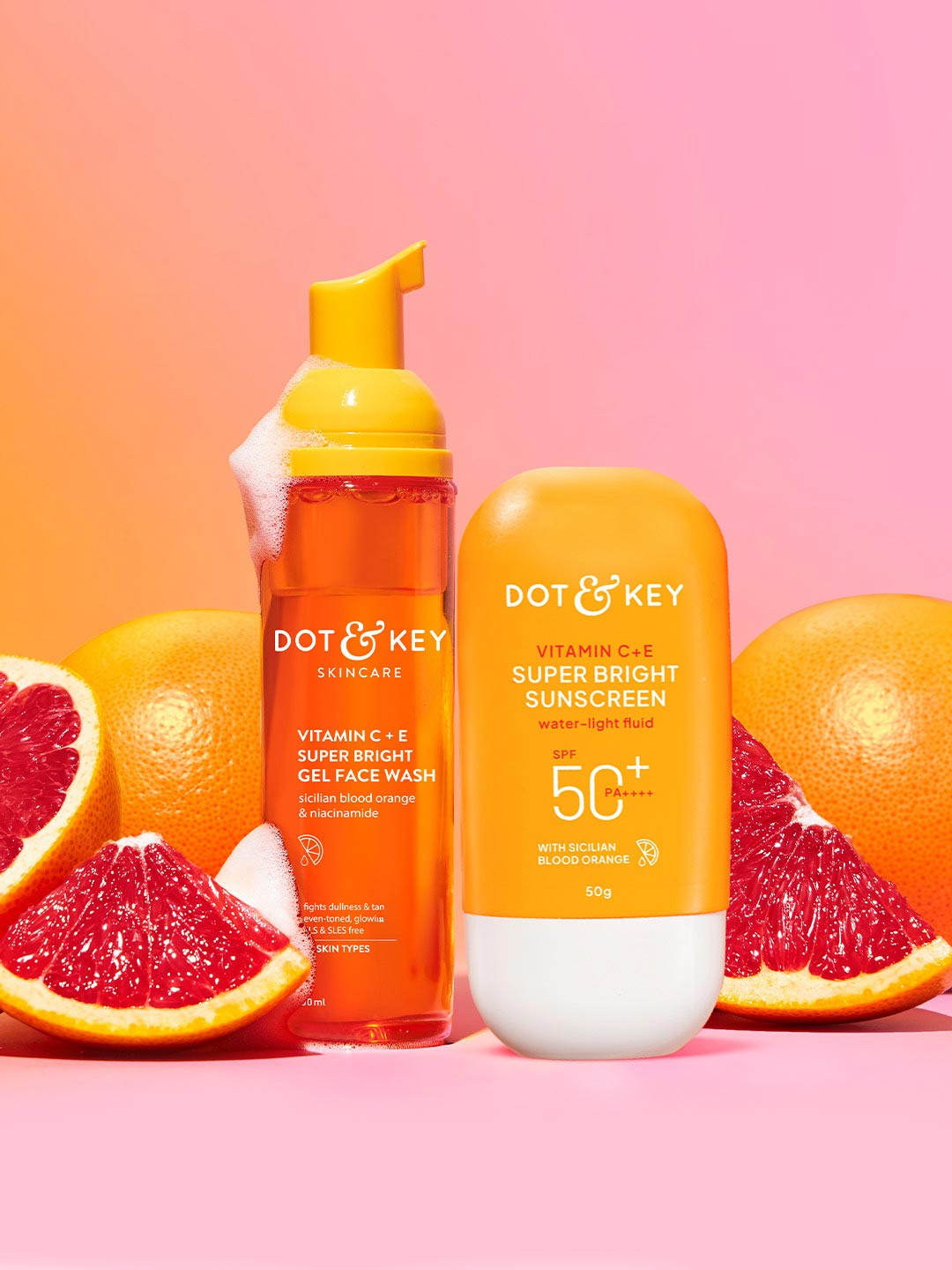 DOT & KEY Set Of Vitamin C Super Bright Face Wash 80ml & SPF 50 PA+++ Sunscreen 50g