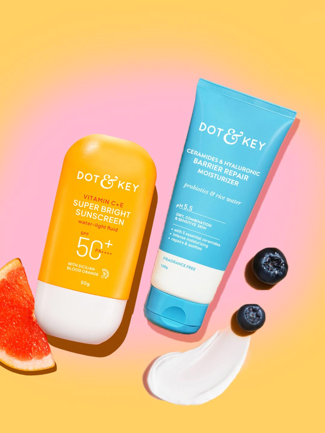 DOT & KEY Skin Barrier Repair+ Face Cream 100g & SPF 50 Super Bright Sunscreen 50g
