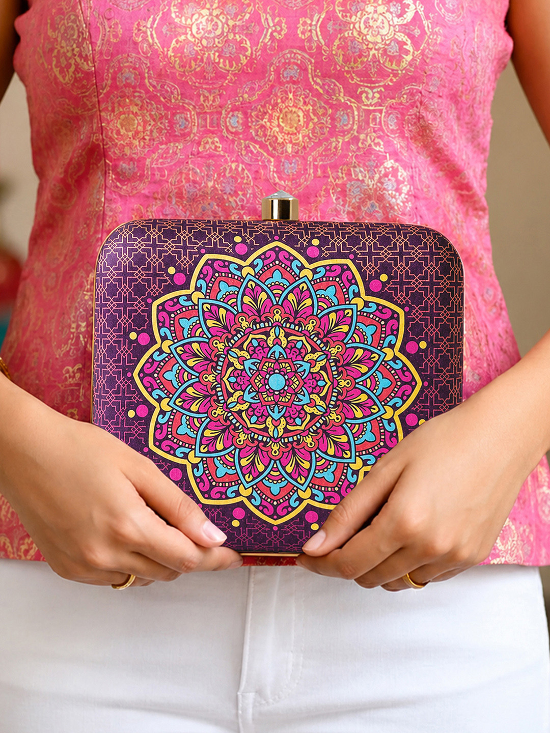 ARTKLIM Printed Box Clutch