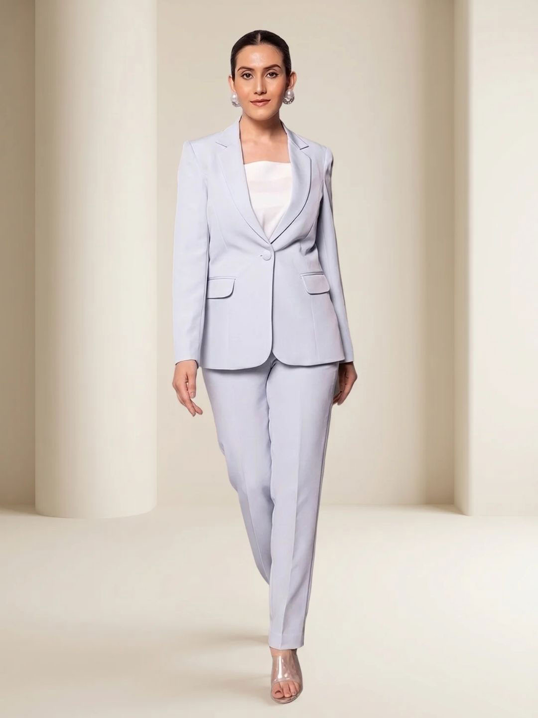 PowerSutra Women Blue Stretch Formal Pantsuit