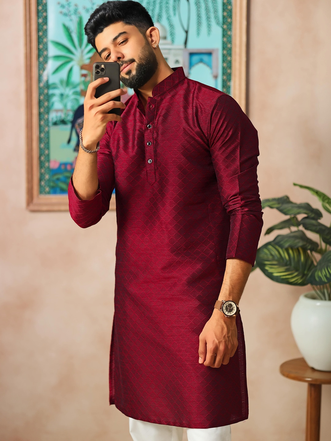 Koshin Mandarin Collar Kurta with Pyjamas