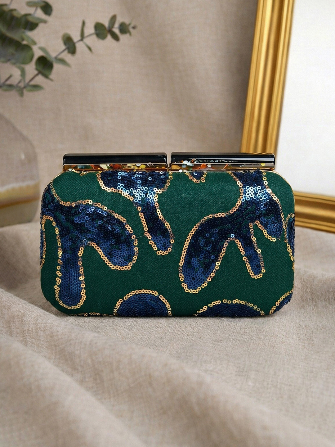 ARTKLIM Embellished Box Clutch With Shoulder Strap