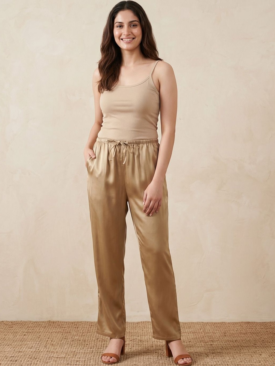 First Resort by Ramola Bachchan Women Smart Mid Rise Regular Fit Parallel Trousers