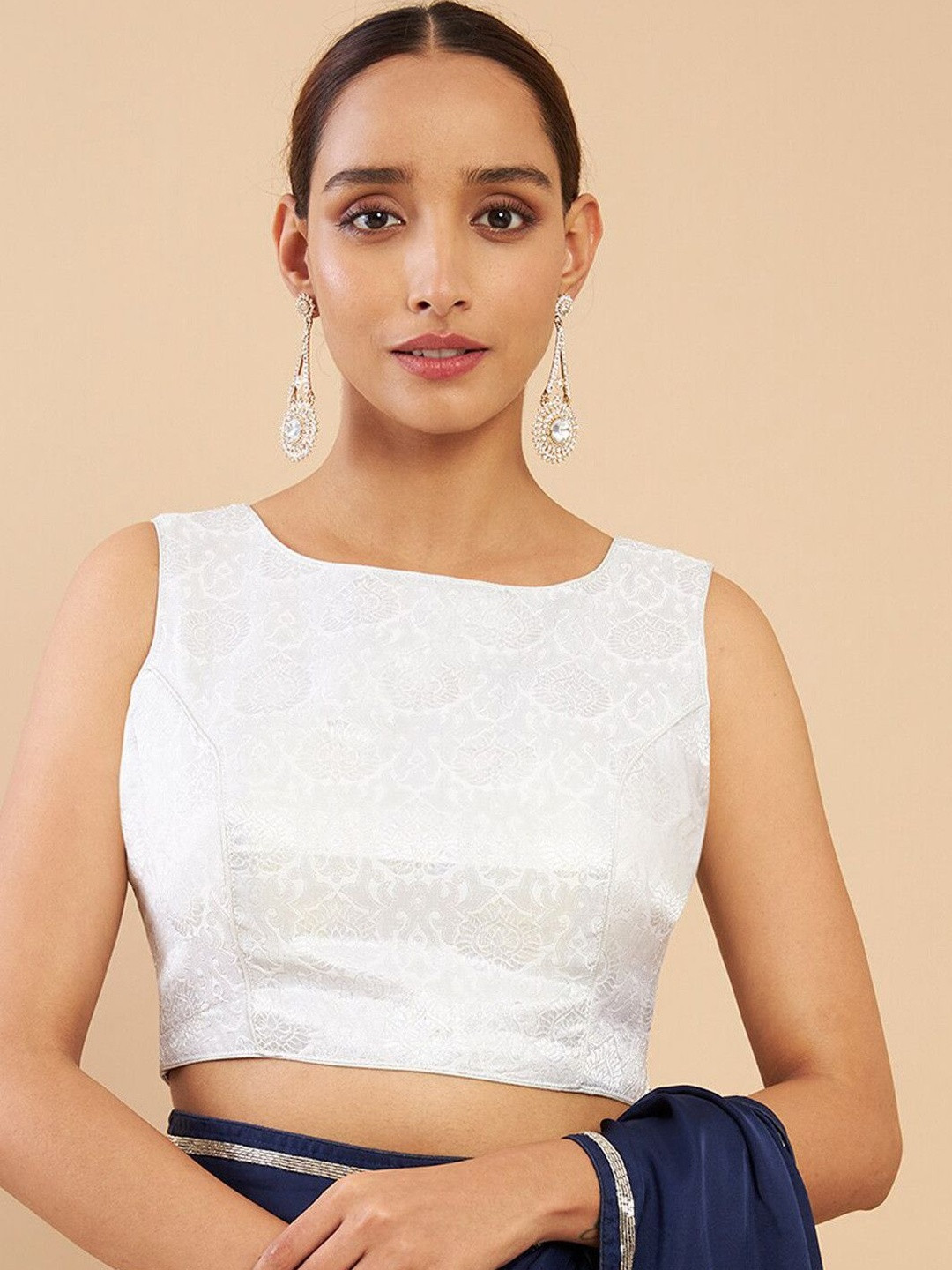 Soch Silver Zari Woven Saree Blouse