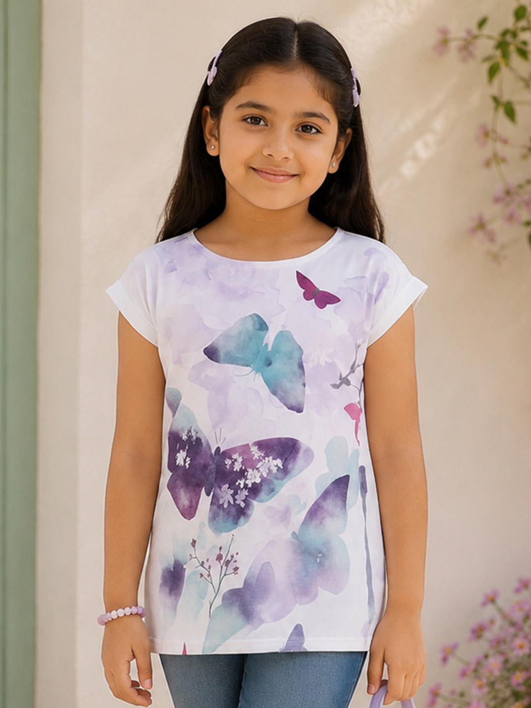 Miyo Girls Multicoloured Printed Top