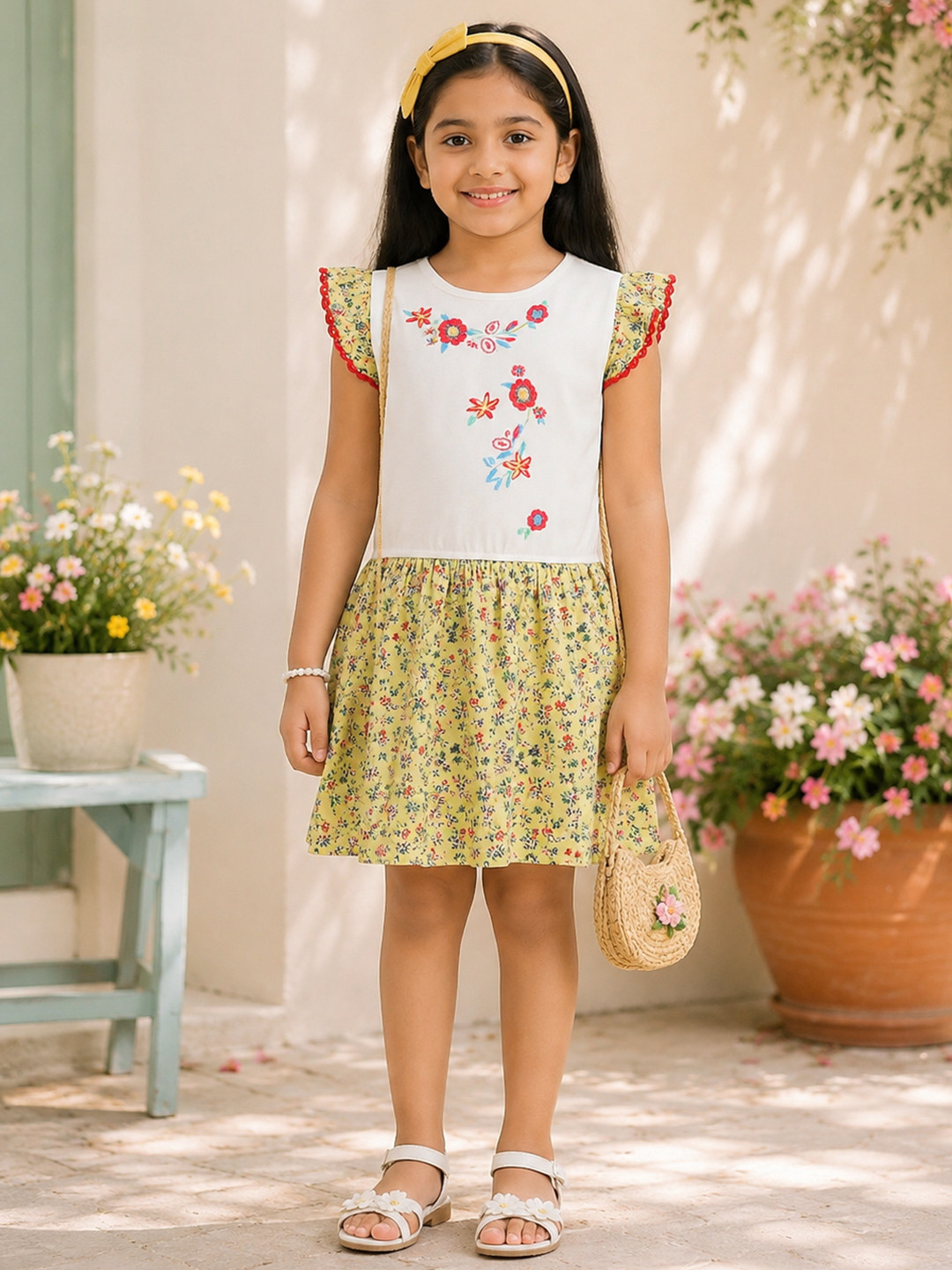 Miyo Girls Floral Cotton Dress