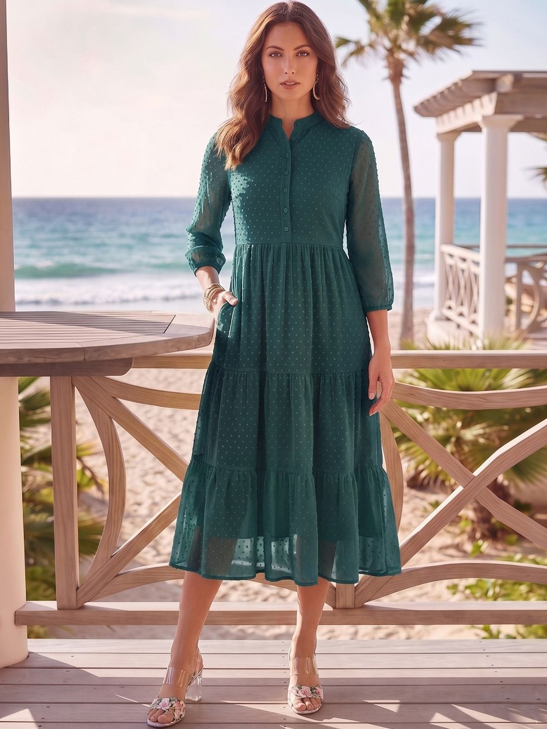 aayu Georgette A-Line Midi Dress