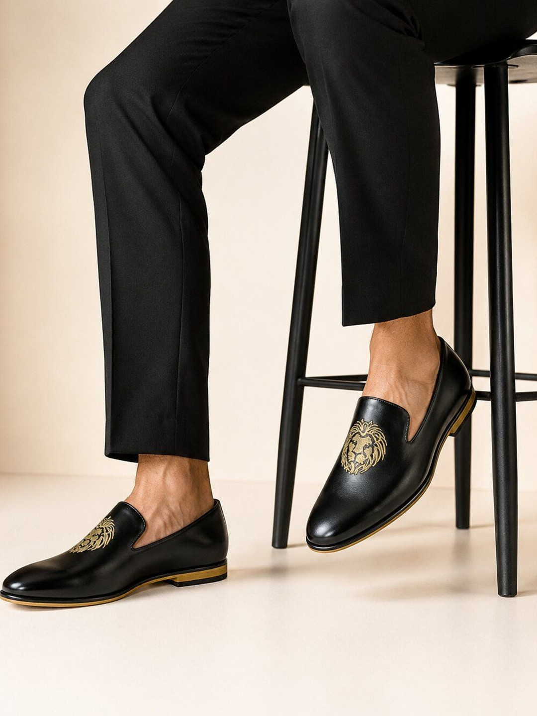 San Frissco Men Black Casual Slip On Comfortable Loafer Shoes Without Laces