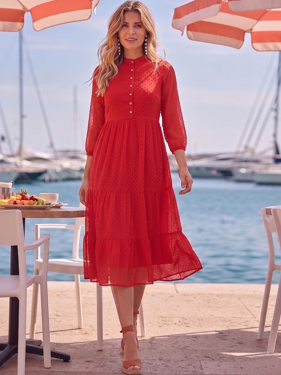 aayu Georgette A-Line Midi Dress