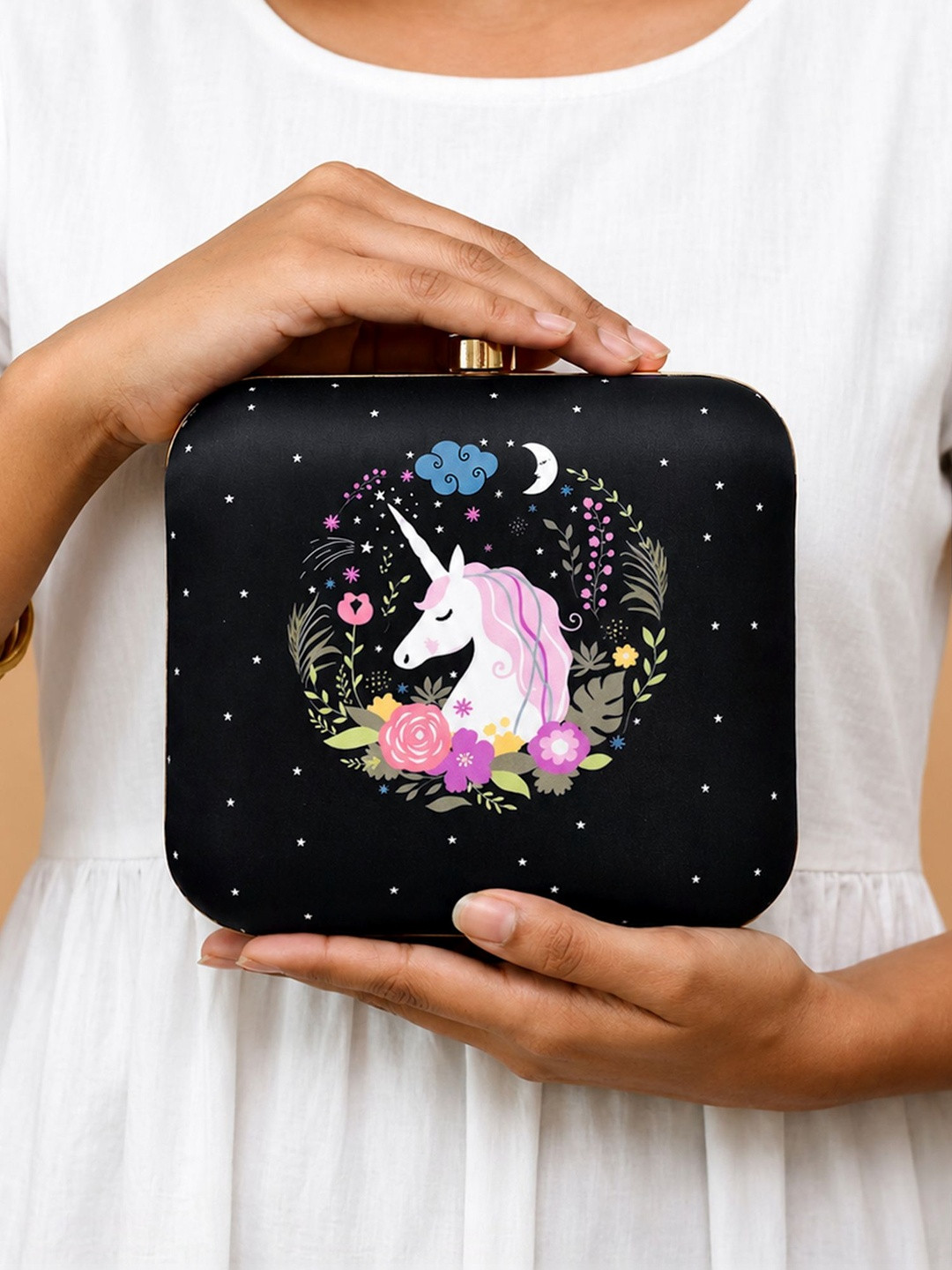 ARTKLIM Women Graceful Unicorn Printed Box Clutch