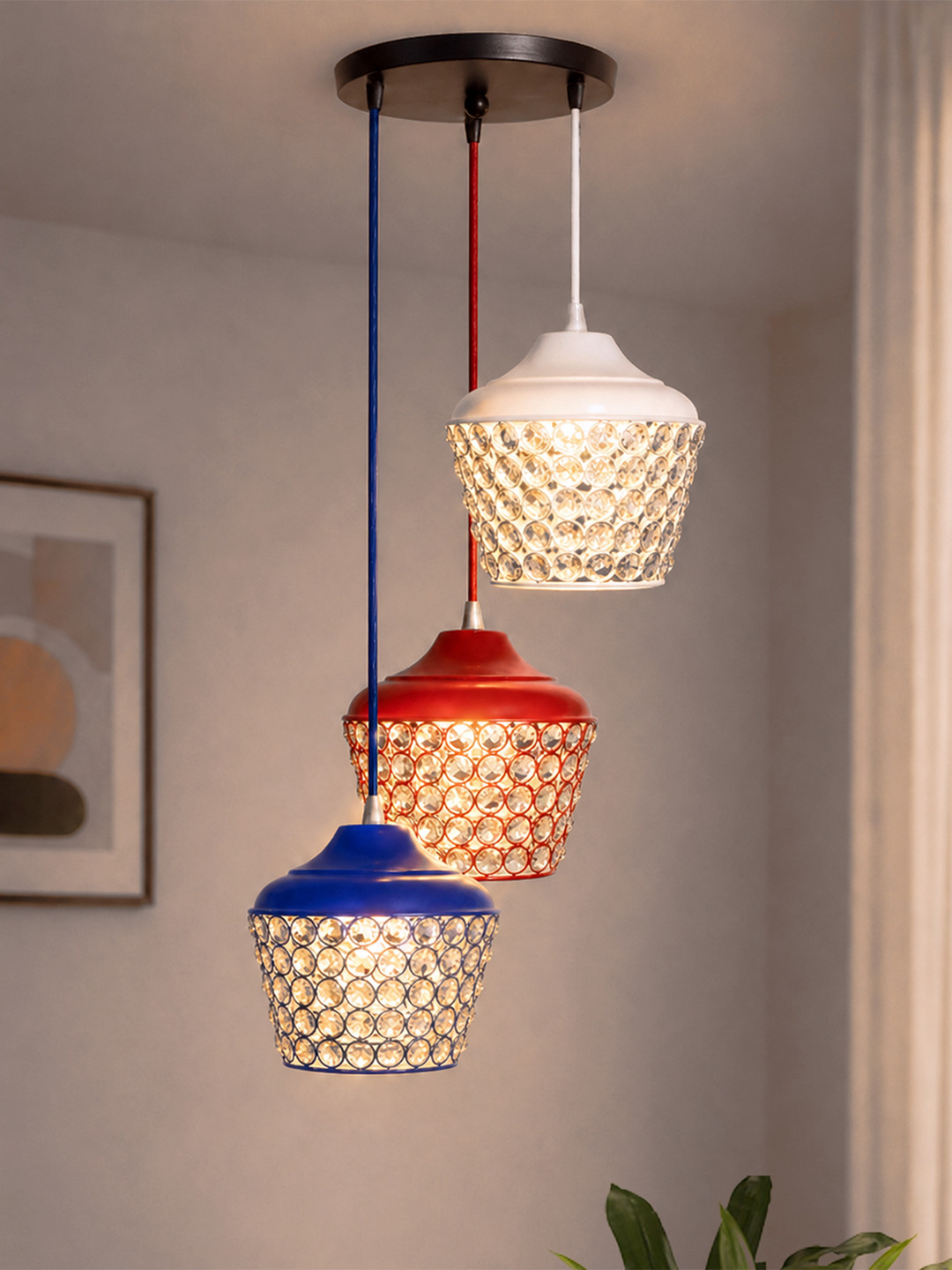 Homesake Set Of 3 Cluster Chandelier Crystal Hanging Lantern