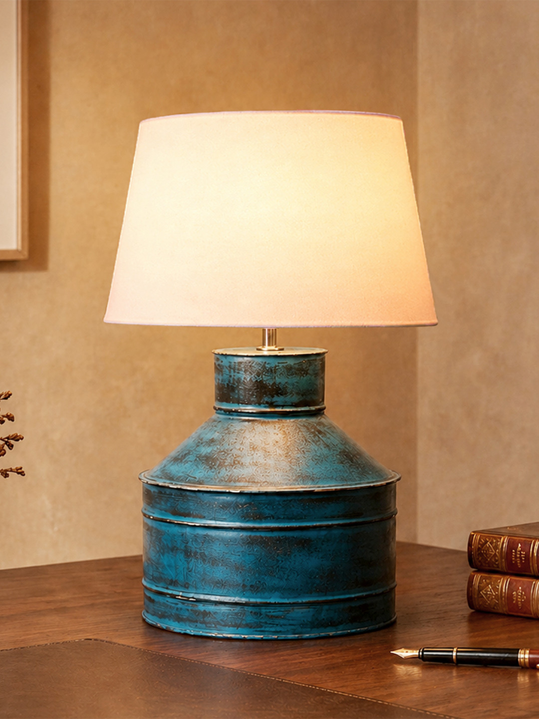 Homesake Rustic Warm Yellow Metal Frustum Solid High Quality Electrical Table Lamps