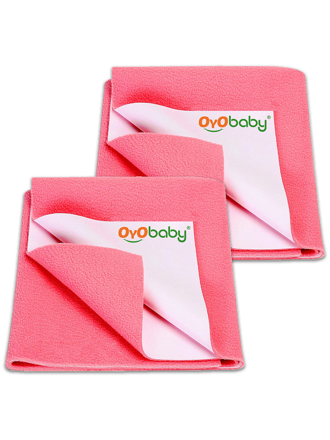 OyO Baby Set of 2 Salmon Rose Waterproof & Baby Dry Sheet Polycotton Mattress Protector