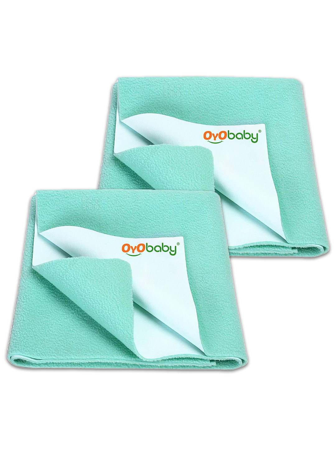 OyO Baby Set of 2 Sea Green Waterproof & Baby Dry Sheet Polycotton Mattress Protector