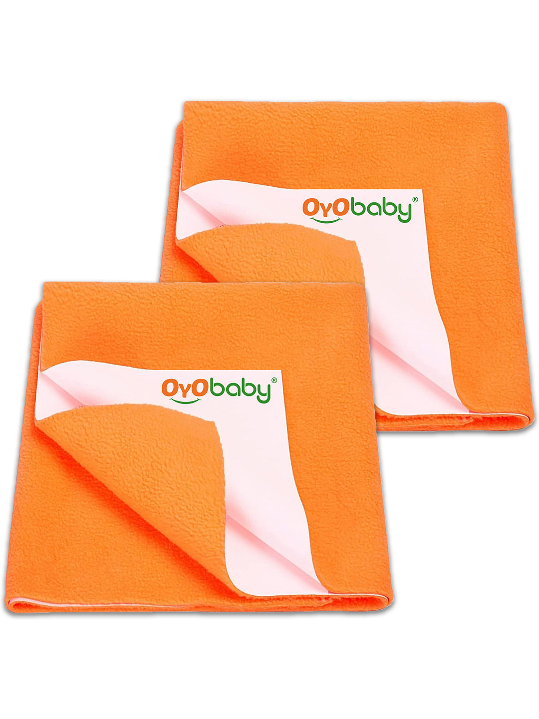OyO Baby Set of 2 Peach Waterproof & Baby Dry Sheet Polycotton Mattress Protector