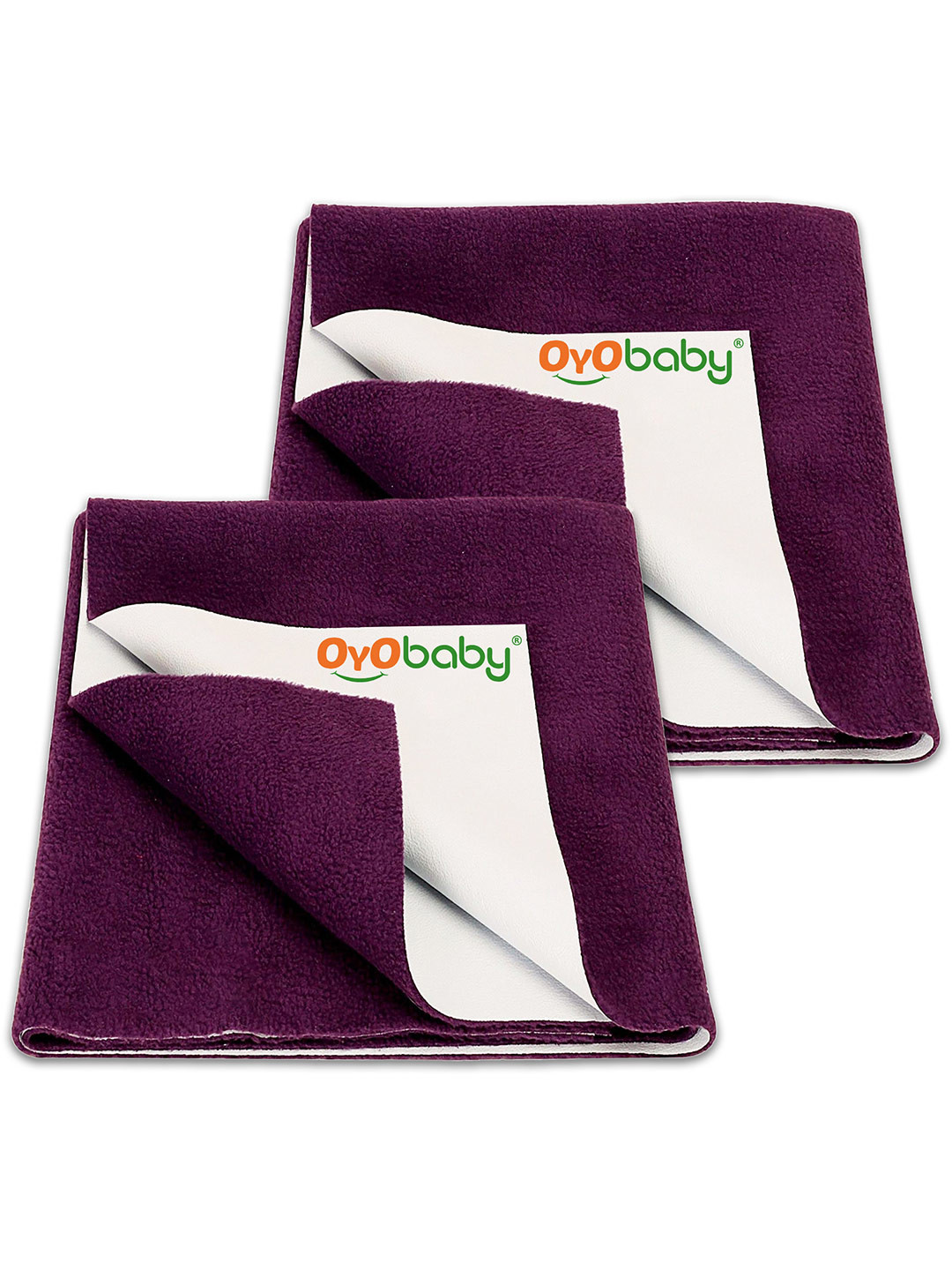 OyO Baby Set of 2 Plum Waterproof & Baby Dry Sheet Polycotton Mattress Protector